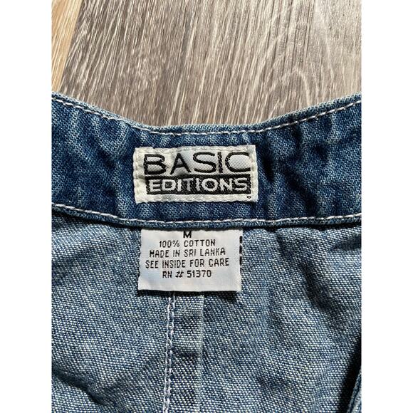 Vintage 90s Denim Button‎ Sleeveless Jumper Mini Dress Medium Granola Fisherman - Picture 5 of 5